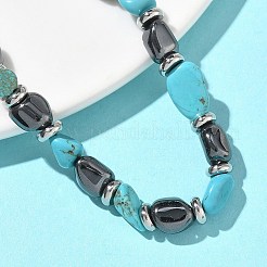 Браслеты из плетеных бусин из натуральной бирюзы и немагнитного синтетического гематита для мужчин и женщин BJEW-Z148-08P-02