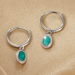 Овальные серьги-кольца с родиевым покрытием QO5135-2