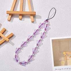 Шнурок для телефона из акриловых бусин HJEW-SW00017-01