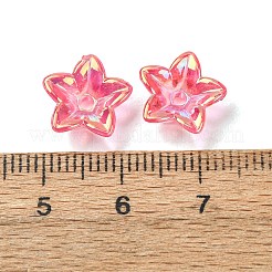 透明なアクリルビーズキャップ  花  UVメッキ  5枚の花びら  レッド  11x12x4mm  穴：1.8mm&nbsp;AC-CBA1E6C-06B-03
