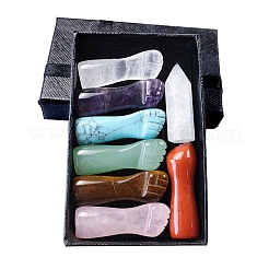 7 Stück faustförmige Chakra-Steine und 1 Stück sechseckiges Kristallsäulen-Set&nbsp;PW-WG2218D-01