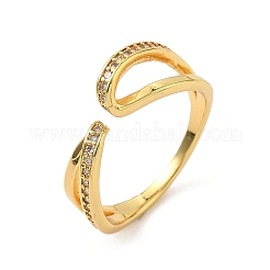 Латунные микро проложить манжеты кольца кубического циркония RJEW-H258-17G