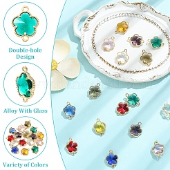 16 pièce de 8 connecteurs en forme de fleur en alliage de verre bicolore&nbsp;GLAA-YW0005-93