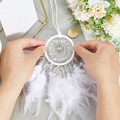 1 шт. плетеная сетка из натуральных драгоценных камней/паутинка с подвесными украшениями из перьев&nbsp;AJEW-CN0005-48A