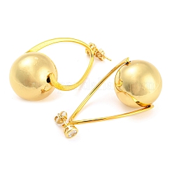 Orecchini pendenti con sfera rotonda in ottone placcato a cremagliera&nbsp;EJEW-K245-29G