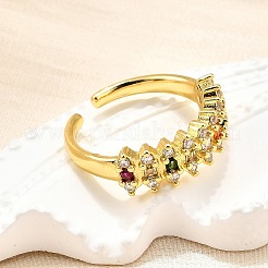 Манжеты из латуни с микро паве кубический цирконий для женщин RJEW-H247-04G