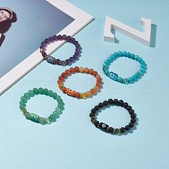 Эластичный браслет с круглыми бусинами и драгоценными камнями BJEW-JB08633