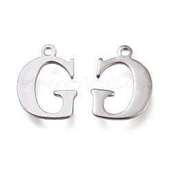 変色しにくい304ステンレススチールチャーム  レーザー切断  アルファベット  ステンレス鋼色  文字.g  12x9x0.8mm  穴：1mm&nbsp;STAS-H112-G-P