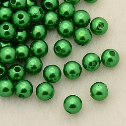 Nachahmung Perlenacrylperlen, gefärbt, Runde, dunkelgrün, 10x9.5 mm, Bohrung: 2.5 mm, ca. 1070 Stk. / Pfund