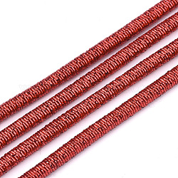 Cordones de poliéster & algodón, con la cadena de hierro en el interior, rojo, 4mm, alrededor de 54.68 yarda (50 m) / paquete