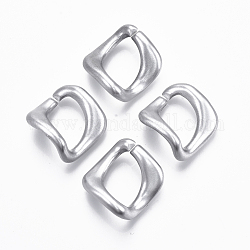 Spray Painted CCB Plastic Linking Rings, Quick Link Connectors, For Jewelry Curb Chains Making, Twist, Silver, 33x31x14mm, Inner Diameter: 14x22mm