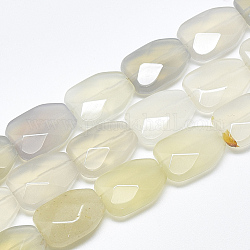 Chapelets de perles en agate blanche naturelle, facette, calebasse, 16~16.5x12x6mm, Trou: 1mm, Environ 12 pcs/chapelet, 7.8 pouce