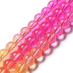Fili di perle di quarzo sintetico tinti e riscaldati, perline rotonde di colore sfumato, giallo, 8mm, Foro: 1 mm, circa 55~56pcs/filo, 15.55''~15.75'' (39.5~40 cm)