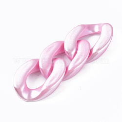 Opaque Acrylic Linking Rings, Quick Link Connectors, for Curb Chains Making, Pearlized, Twist, Pearl Pink, 29x20x6mm, Inner Diameter: 8x16mm