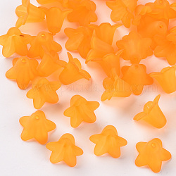 Perline acrilico trasparente, smerigliato, fiore, arancione, 17.5x12mm, Foro: 1.5 mm, circa 770pcs/500g