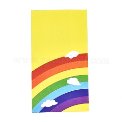 Umweltfreundliche Kraftpapiertüten mit Regenbogenmuster, Geschenk-Taschen, Einkaufstüten, Rechteck, Gelb, 24x13x8 cm