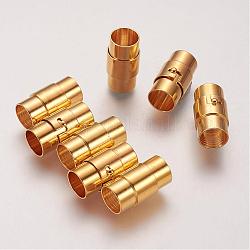 Латунная фиксирующая трубка магнитные застежки, колонка, золотые, 18x10 мм, отверстие : 8 мм