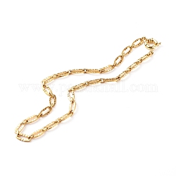 304 Edelstahl oval Gliederkette Halsketten, mit Messingfederring Verschlüsse, strukturiert, echtes 18k vergoldet, 15-7/8 Zoll (40.3 cm)