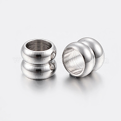 201 Stainless Steel Beads, Column, Stainless Steel Color, 8x6mm, Hole: 6mm