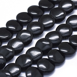 Natürlichen schwarzen Steinperlen Stränge, Flachrund, 11.5~12x3~4 mm, Bohrung: 0.8 mm, ca. 42 Stk. / Strang, 15.9 Zoll (40.5 cm)