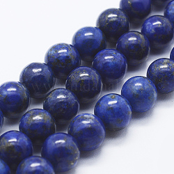 Natürlicher Lapislazuli Perlenstränge, Runde, 10 mm, Bohrung: 1 mm, ca. 38 Stk. / Strang, 15 Zoll (38 cm)