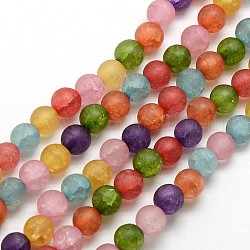 Smerigliato crackle sintetico perle di quarzo rotonde fili, tinti e riscaldato, colore misto, 6mm, Foro: 1 mm, circa 71pcs/filo, 16.17 pollice