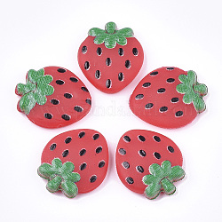 Cabochons en plastique pvc , fraise, rouge, 22x18.5x5mm