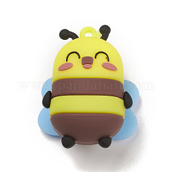 PVC Kunststoff Cartoon Anhänger, Insektenstil, Bienen, 46x34.5x23.5 mm, Bohrung: 3.5 mm