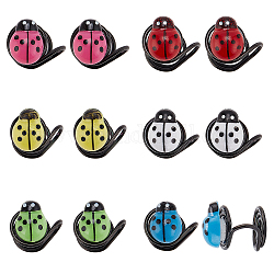6 Paar zweifarbige Marienkäfer-Ohrringe aus Kunststoff, 6 Edelstahlschmuck für Damen, Mischfarbe, 304 mm, 12x10x12.5 Paar / Farbe