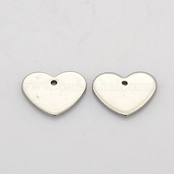 Heart 304 Stainless Steel Stamping Blank Tag Charms, Stainless Steel Color, 11x12x1mm, Hole: 0.5mm
