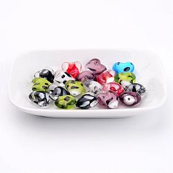 Mixed Color Heart Handmade Lampwork Dots Beads for Mother's Day Gift Making, about 15mm wide, 15mm long, 10mm thick, hole: 2mm