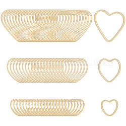 GOMAKERER 60 Pcs 3 Sizes Heart Linking Rings, Brass Love Heart Linking Ring Hollow Ring Charm Metal Linking Charm Frame Pendant Connectors Links for Necklace Bracelet Jewelry Making
