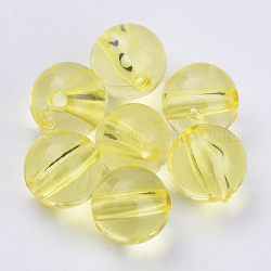 Transparente Acryl Perlen, Runde, Gelb, 10x9.5 mm, Bohrung: 1.7 mm, ca. 850 Stk. / 500 g