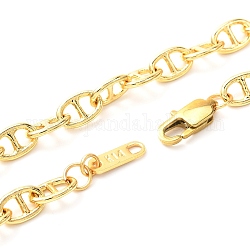 Collares de cadenas de eslabones marineros de latón, con 304 cierres de acero inoxidable, real 18k chapado en oro, 16.45 pulgada (41.8 cm)