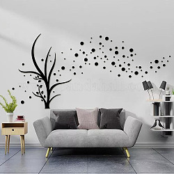 Pegatinas de pared acrílicas personalizadas, para la decoración de la sala de estar del hogar, rectángulo con patrón de árbol, negro, 590x480mm