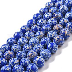 Hilos sintético de cuentas de jaspe imperial, teñido, redondo, azul, 10mm, agujero: 1.4 mm, aproximamente 38 pcs / cadena, 14.57'' (37 cm)