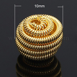 Brass Spring Beads, Coil Beads, Flat Round, Golden, 10x7mm, hole: 2mm