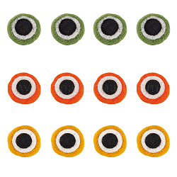 Ojos de rana artesanales de fieltro de lana de 12 Uds. 3 colores, accesorios para el cabello de muñecas que hacen suministros, plano y redondo, color mezclado, 41~43x14~17mm, 4 piezas / color