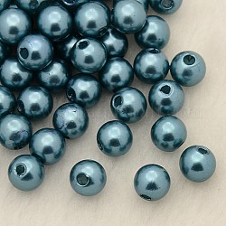 Perles acryliques de perles d'imitation, teinte, ronde, bleu cadet, 12x11.5mm, Trou: 2.7mm, environ 480~530 pcs / livre