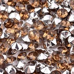 Cabuchones de diamante de imitación de acrílico de Taiwan imitación, señaló hacia atrás y facetas, diamante, café, 5.5x4mm