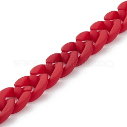 Прорезиненные акриловые цепочки ручной работы, красные, Коннекторы : 18.5x13.5x4.5 мм, 39.37 дюйм (1 м) на прядь