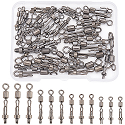 SUPERFINDINGS 40Pcs 4 Style Brass Fishing Quick Change Clip, High Strength Fishing Snap, Fishing Accessories, Gunmetal, 16~28.5x3~5x2~4mm, Hole: 1.2~3.5mm 10pcs/style