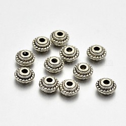Perline distanziatore rondelle in lega stile tibetano,  piombo & cadmio & nichel libero, argento antico, 5x3mm, Foro: 1 mm