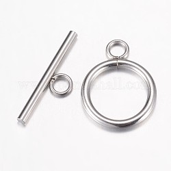 304 Edelstahl-Toggle-Haken, Edelstahl Farbe, Ring: 20.5x15.5x2 mm, Bohrung: 3 mm, Bar: 23x7x2 mm, Bohrung: 3 mm