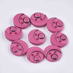 Boutons en résine, 2-trou, plat rond, rose chaud, 12.5x2.5mm, Trou: 1.6mm, environ 1000 pcs / sachet 