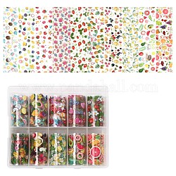 10Rolls Summer Themed Nail Art Transfer Stickers, Nail Decals, for DIY Nail Tips Decoration, Fruit Pattern, Mixed Color, 40mm, 1m/roll