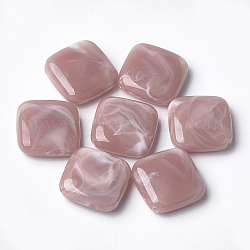 Abalorios de acrílico, estilo de imitación de piedras preciosas, rombo, marrón rosado, 23x23.5x7mm, agujero: 1.8 mm, aproximamente 216 unidades / 500 g