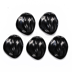 Pendentifs acryliques, style de pierres fines imitation, Pétalin, noir, 41.5x33.5x5mm, Trou: 1.8mm, environ 145 pcs/500 g