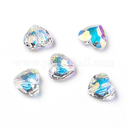 Perles en verre electroplate, facette, cœur, cristal ab, 10.3x12x5.3mm, Trou: 1.2mm