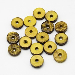 Perline di cocco ciambella tinti, oro, 9x2~5mm, Foro: 2 mm, circa 1612pcs/500g